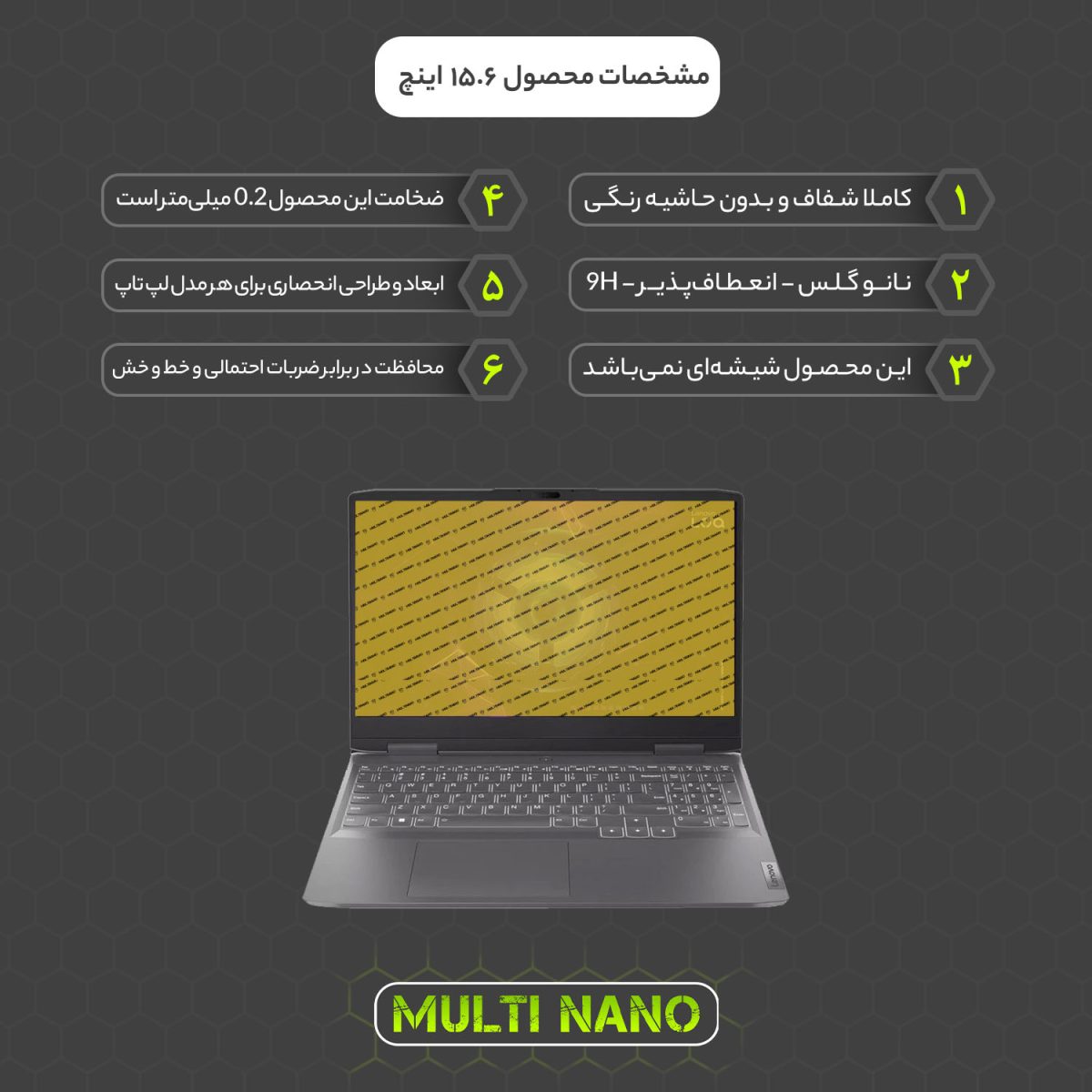 محافظ صفحه نمایش مولتی نانو مدل X-S1N مناسب برای لپ تاپ لنوو LOQ 15IRH8 15.6'' 2023